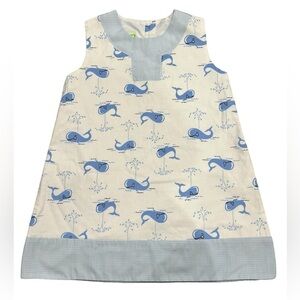 Little Threads Brand Sleeveless Dress with Whale/Check Pattern in size 4. EUC
